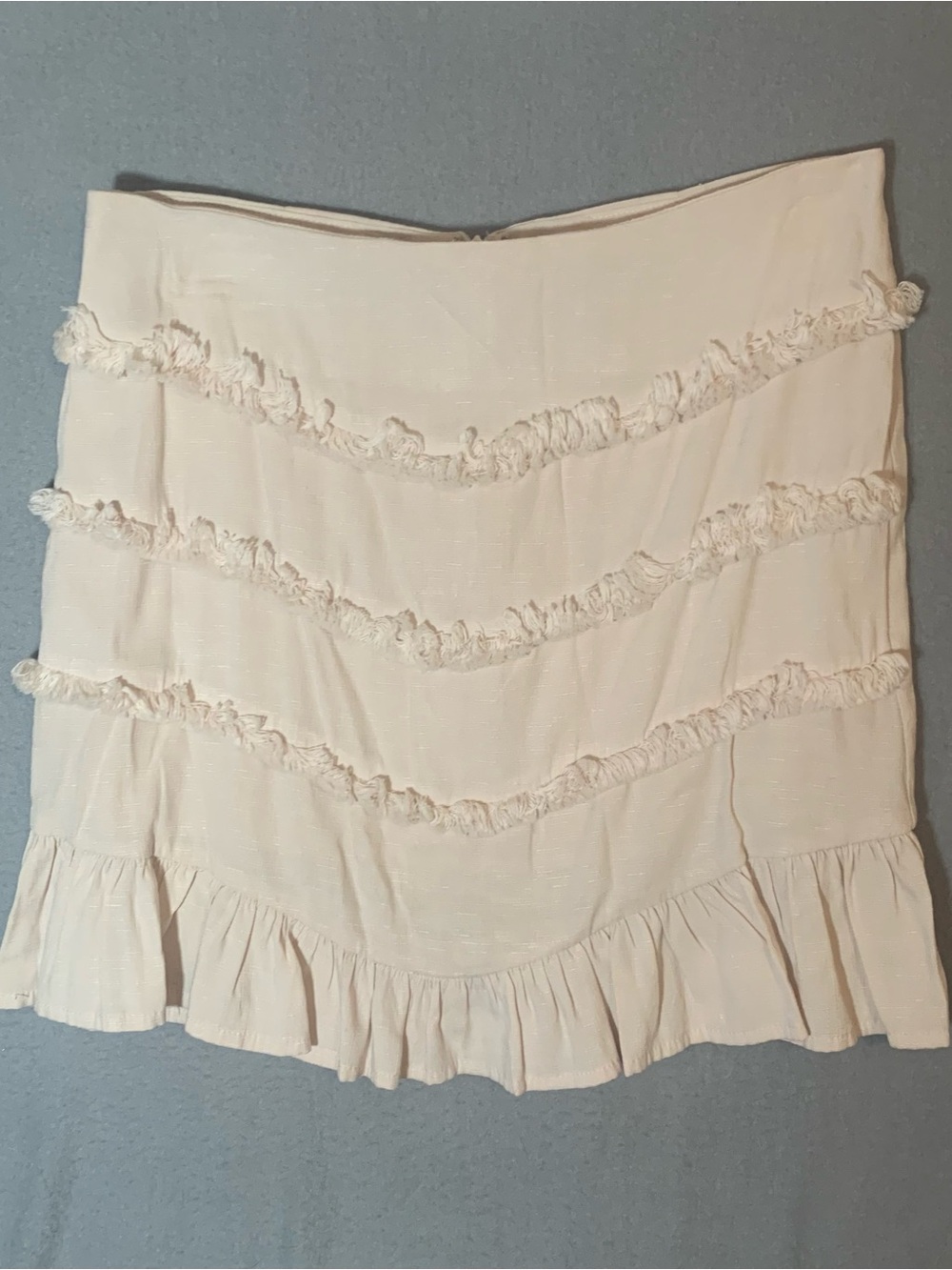 Blue Blush Cream Ruffled Tiered Mini Skirt Ladies Sz Large